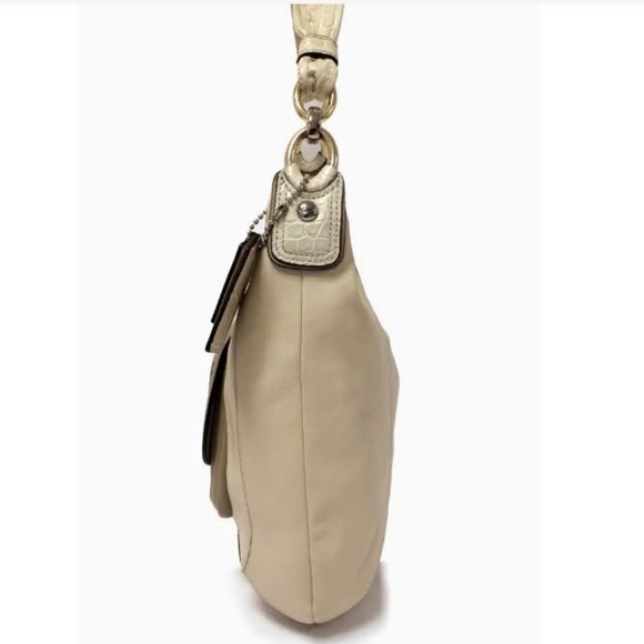 Coach Kristin Spectator Beige Leather/Crocodile Hobo Crossbody Handbag - Picture 3 of 15